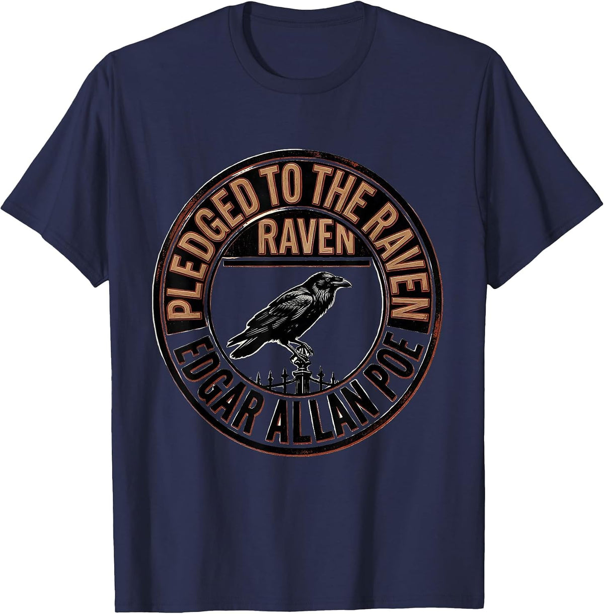 Pledged to the Raven Edgar Allan Poe Gothic Literary Fan T-Shirt - Navy Blue