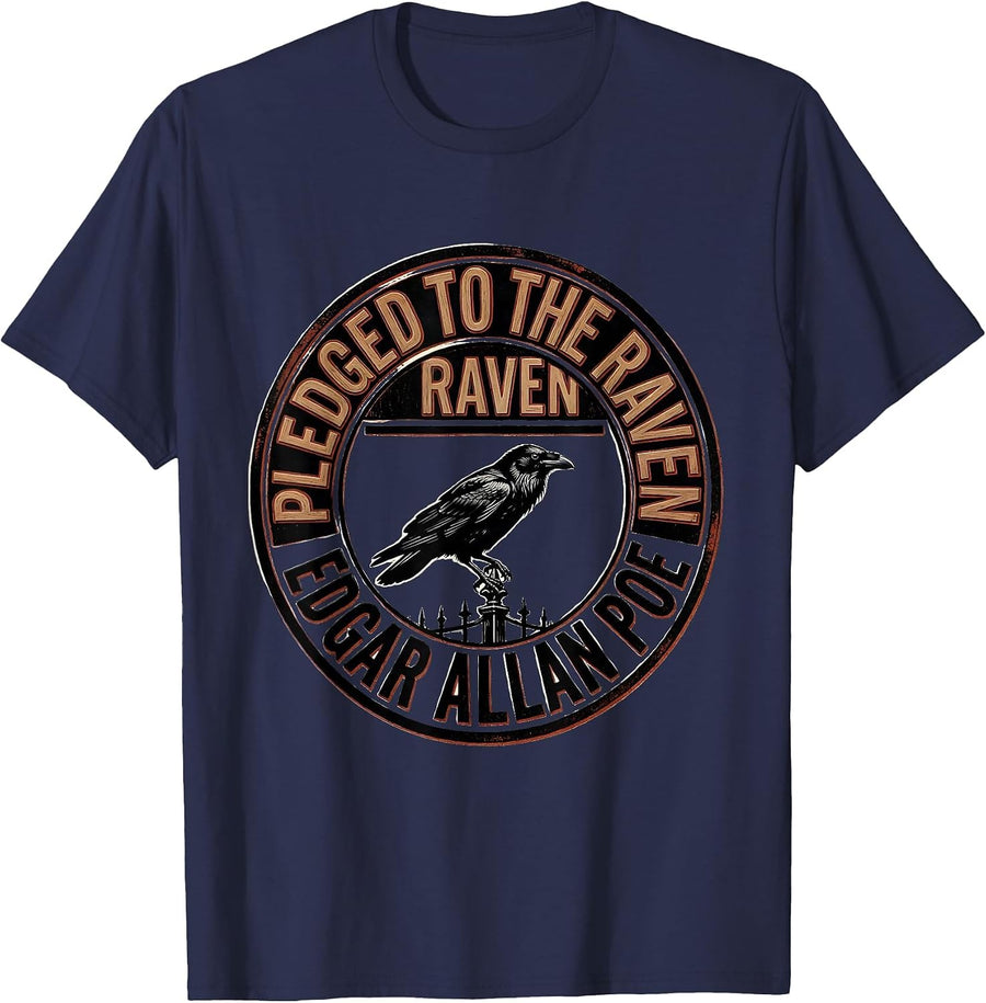 Pledged to the Raven Edgar Allan Poe Gothic Literary Fan T-Shirt - Navy Blue