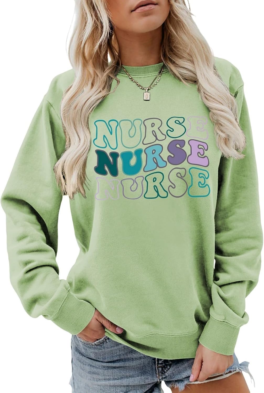 Nurse Sweatshirt Nursing School Sweater Registered Nurse Shirts Women Crewneck Long Sleeve Nurse Life Pullover Tops - 14