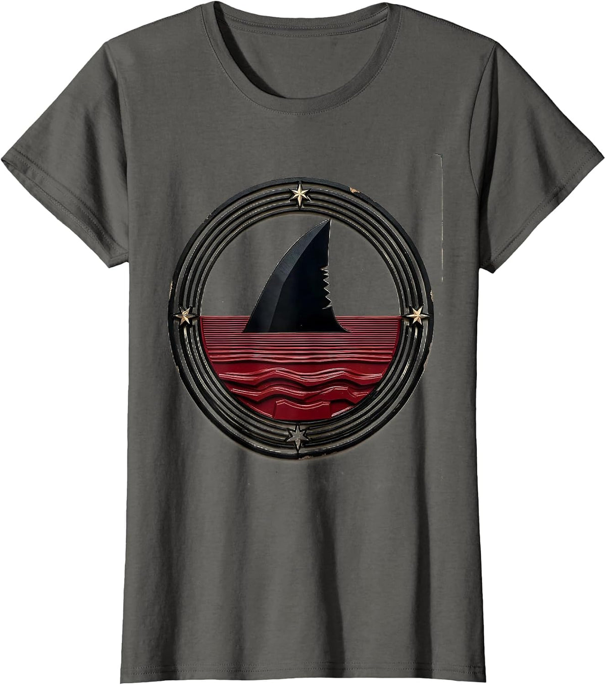 Women's Shark Fin Ocean Surface Graphic T-Shirt - Asphalt Grey