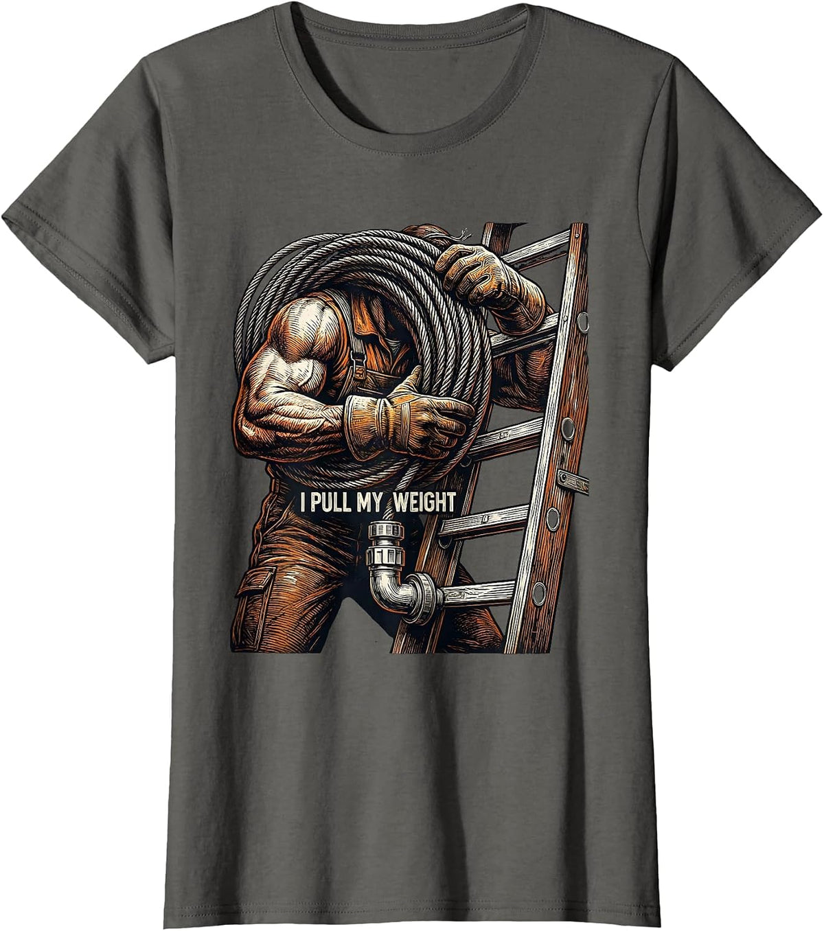Women's I Pull My Weight Funny Electrician Lineman Vintage Humor T-Shirt - Asphalt Grey