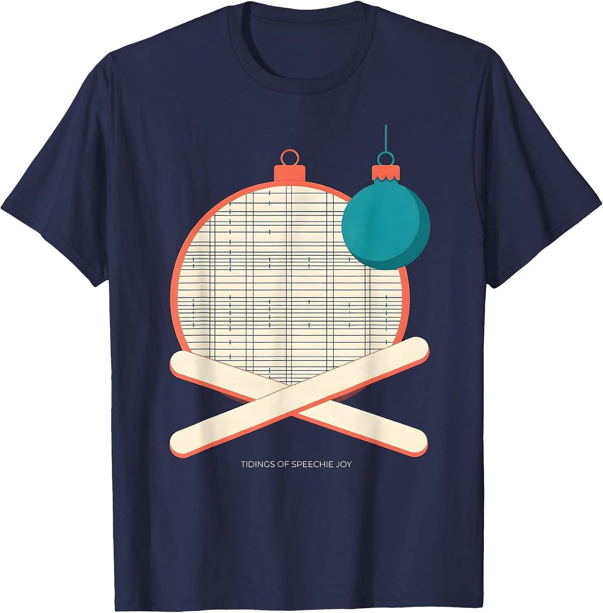 Men's Tidings of Speechie Joy Funny Speech Therapist SLP Christmas T-Shirt - Navy Blue