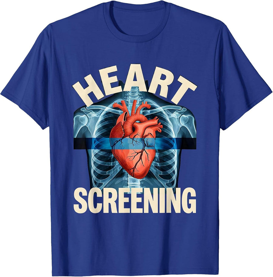 Heart Screening Funny Radiology Tech Valentine Skeleton T-Shirt - Royal Blue