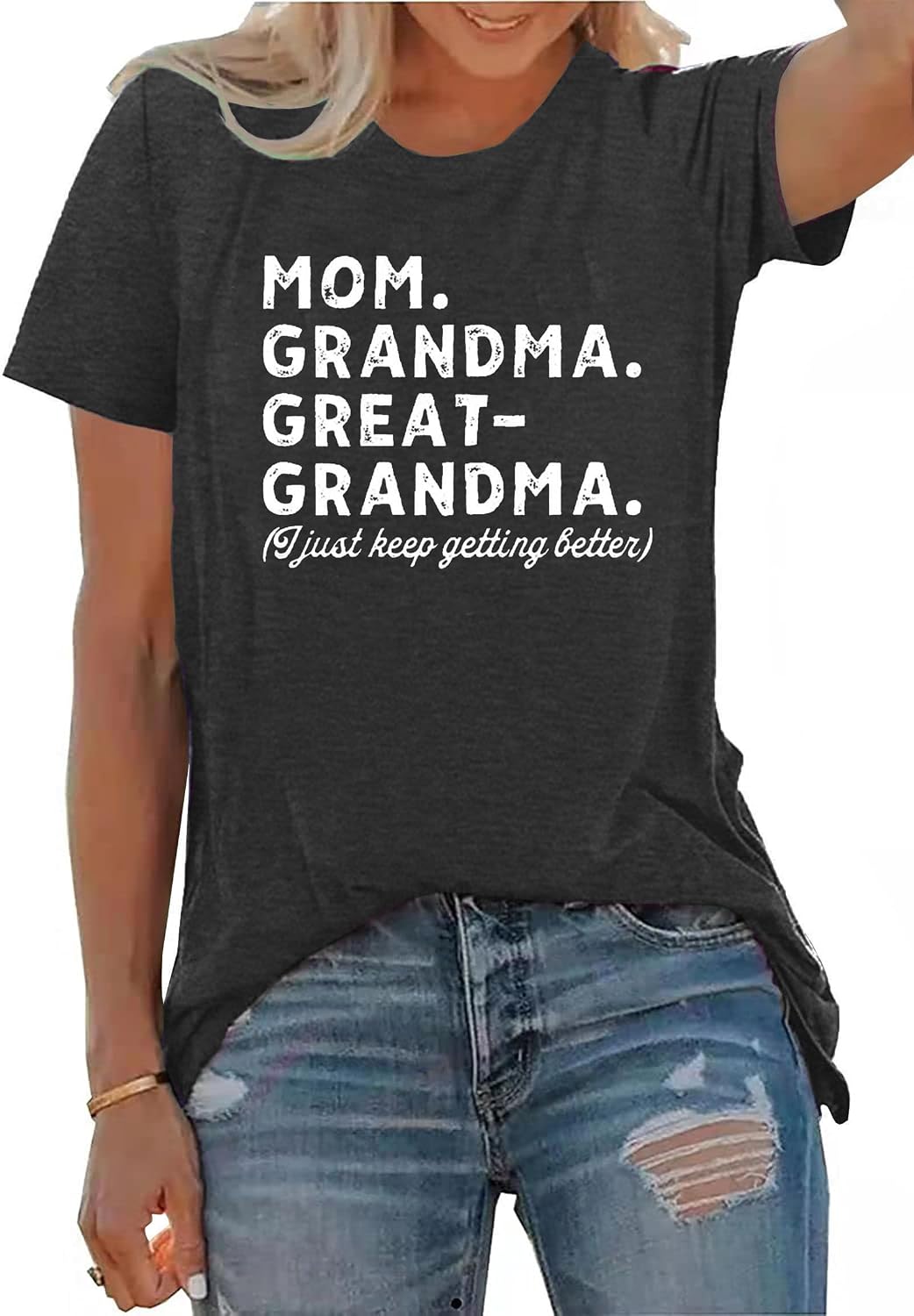 Grandma Shirts Women Mom Grandma Great Grandma Graphic Tshirts Grandmom Gifts Tops Casual Gigi Tees Shirt - Dark Grey-a