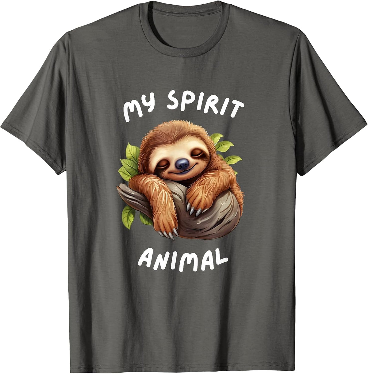 My Spirit Animal - Sloth Lover Funny Design T-Shirt - Asphalt Grey