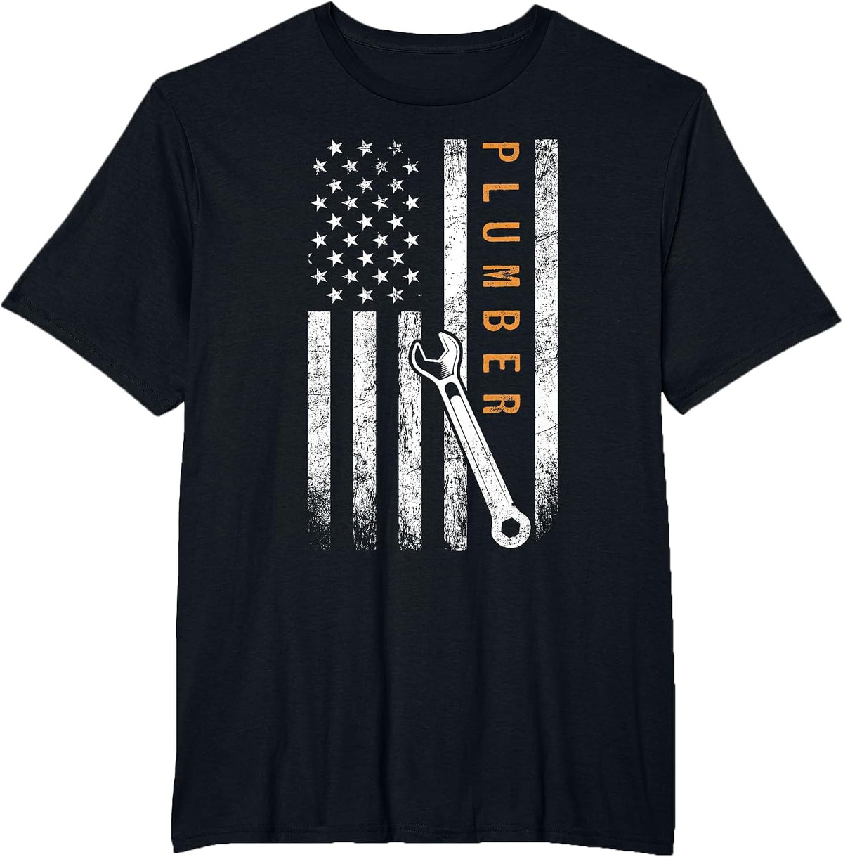 Plumber American Flag Design Plumbing T-Shirt - Black