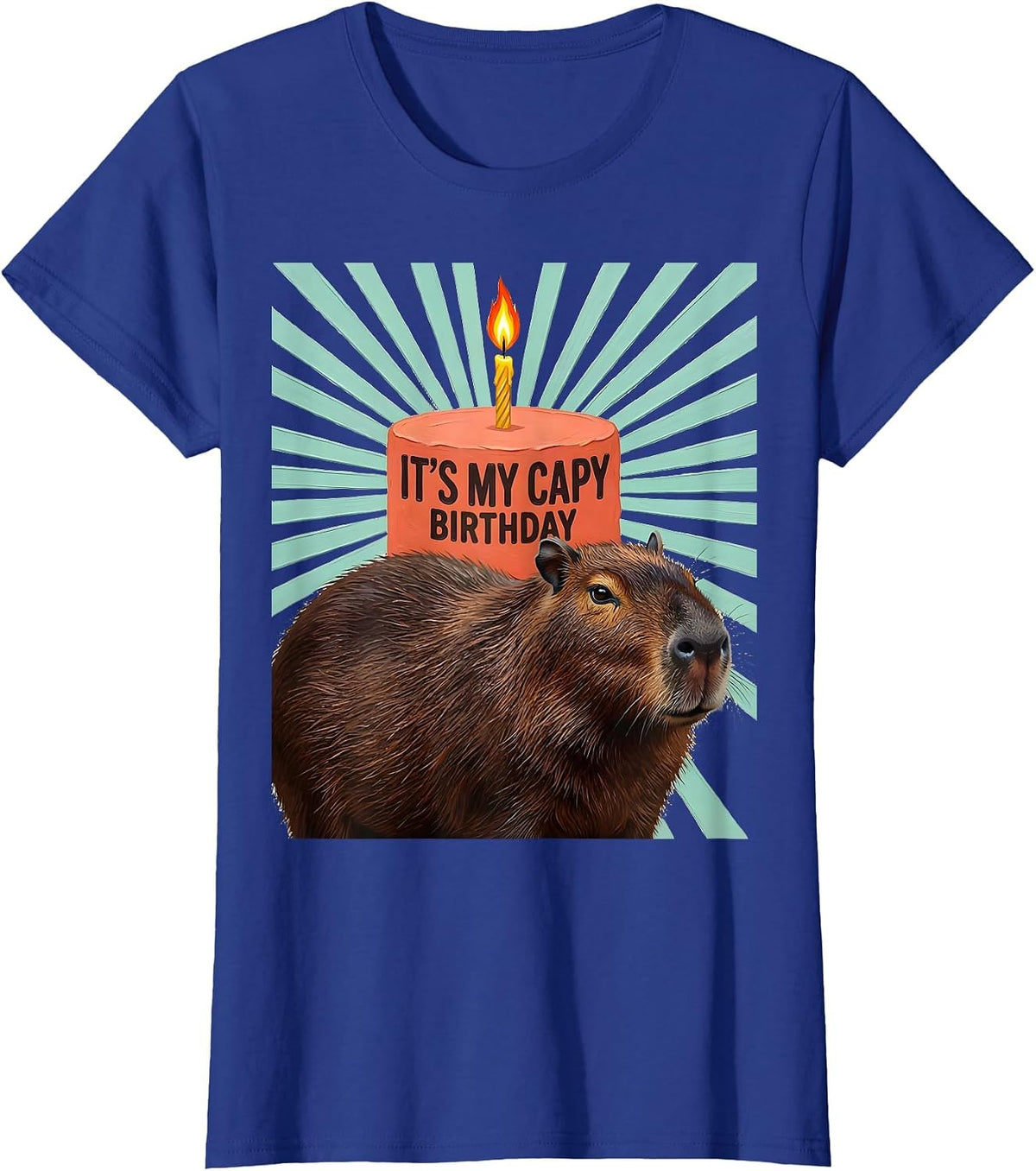 Women's It's My Capy Birthday Playful Kids Party Capybara Animal T-Shirt - Royal Blue