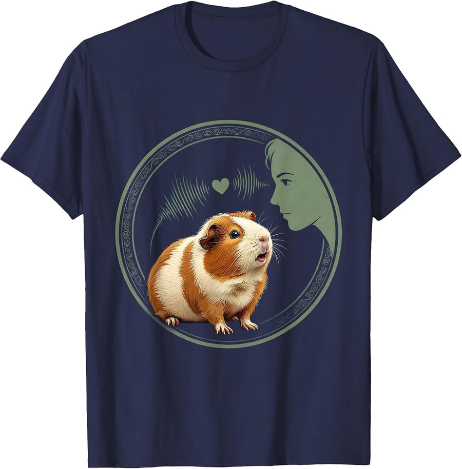 Guinea Pig Emblem Pet Lover Funny Animal Humor T-Shirt - Navy Blue