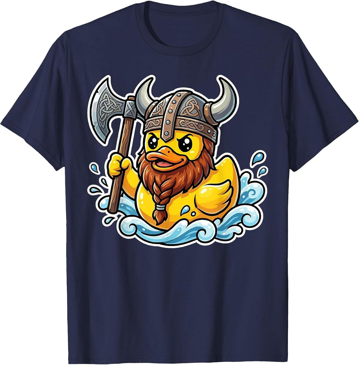 Norse Rubber Duck Viking Warrior Cute Funny Duckling Lover T-Shirt - Navy Blue