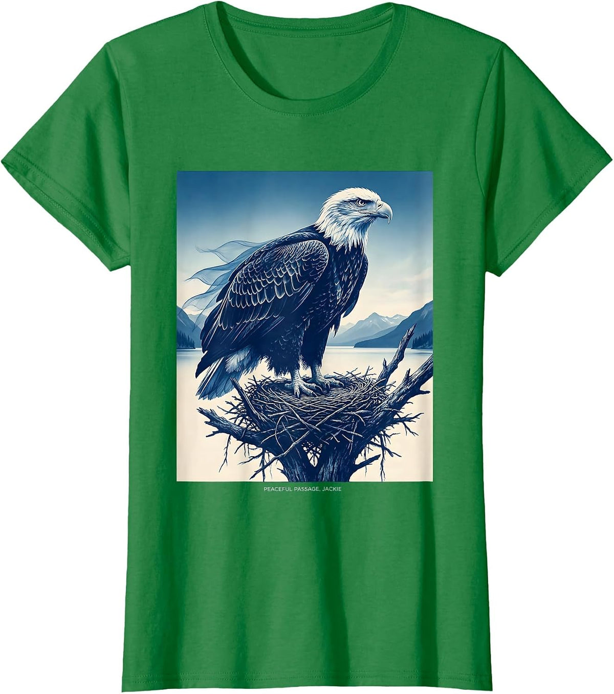 Women's Peaceful Passage Jackie Vintage Eagle Memorial Tribute T-Shirt - Kelly Green