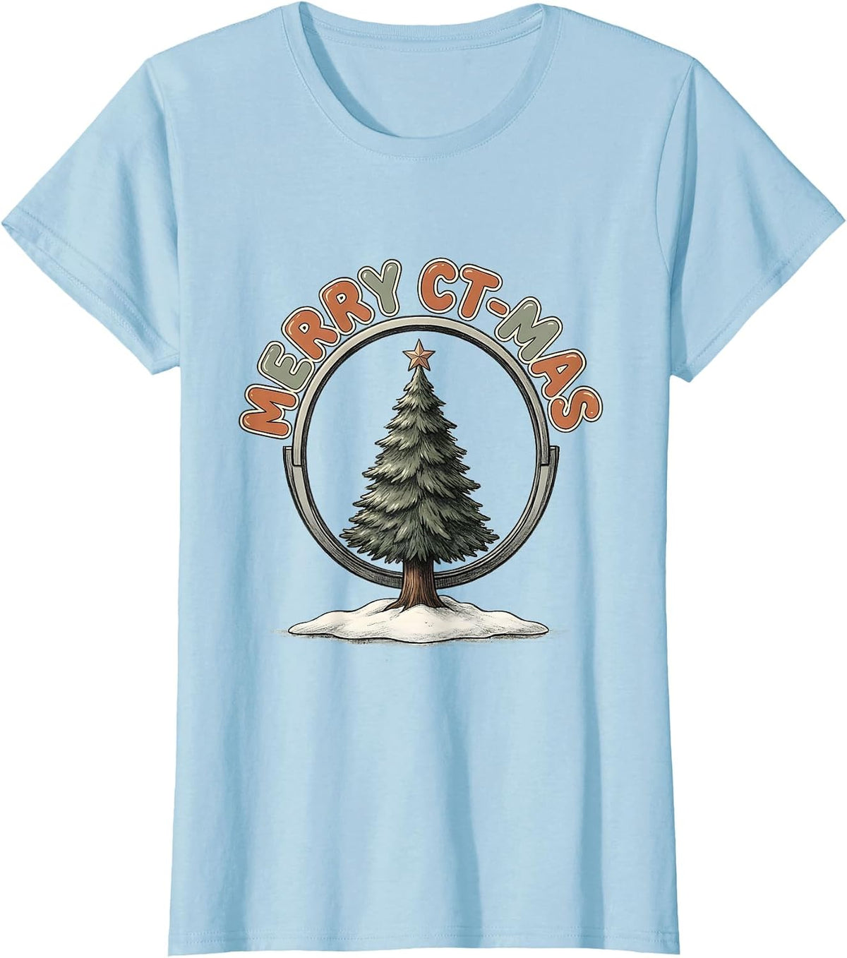 Women's Merry CT-mas Funny Radiology Tech Christmas CT Scan Humor T-Shirt - Baby Blue