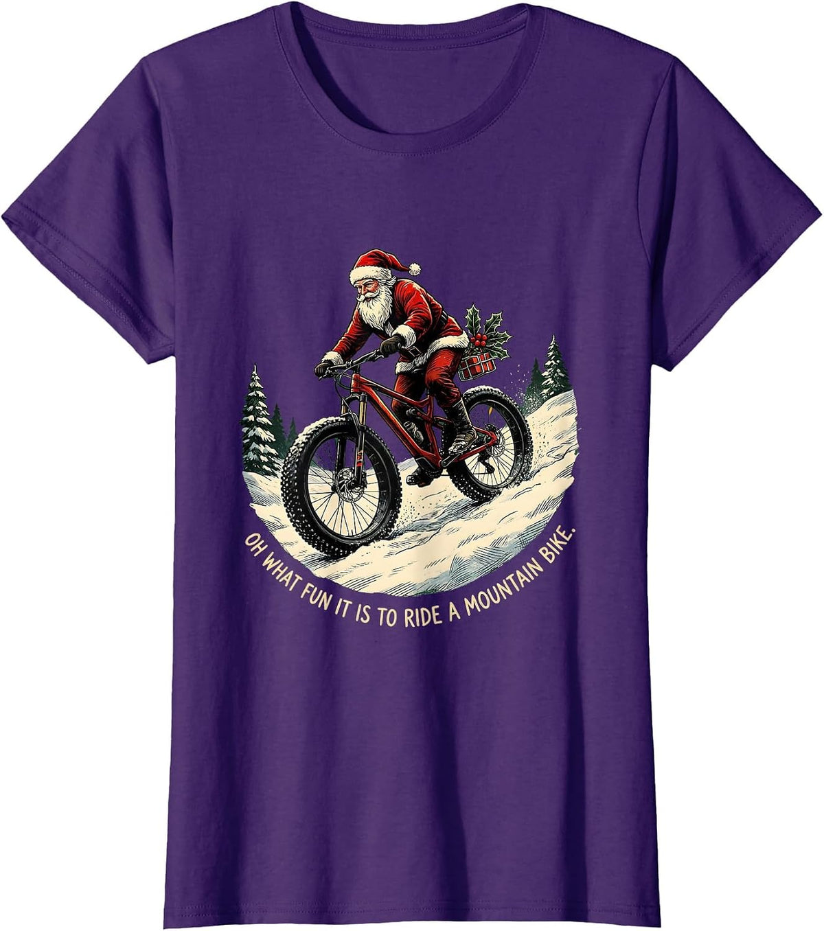 Women's Oh What Fun It Is To Ride A Mountain Bike Biker T-Shirt - Purple