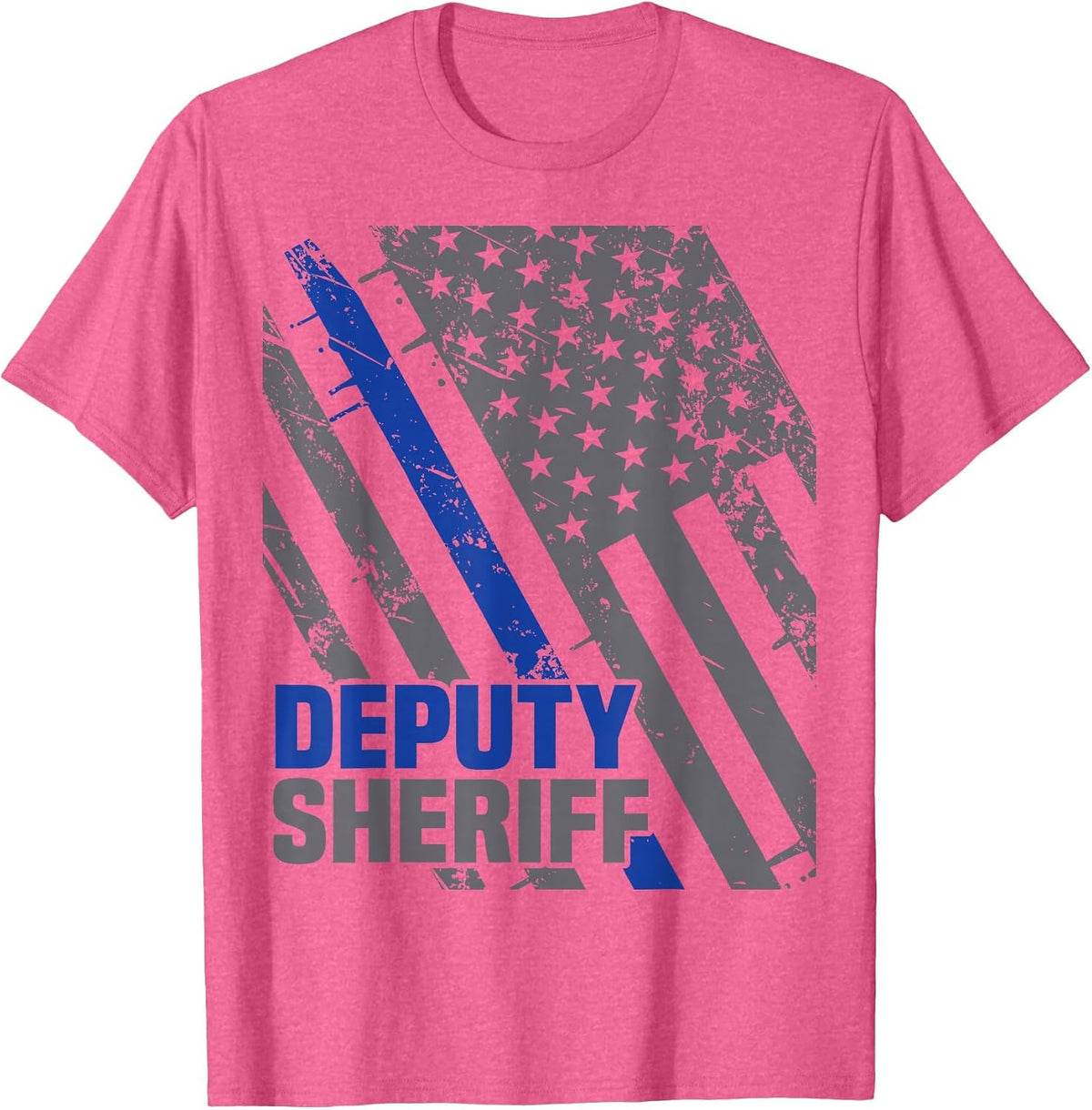 Deputy Sheriff Police Thin Blue Line Cop T-Shirt - Pink Heather