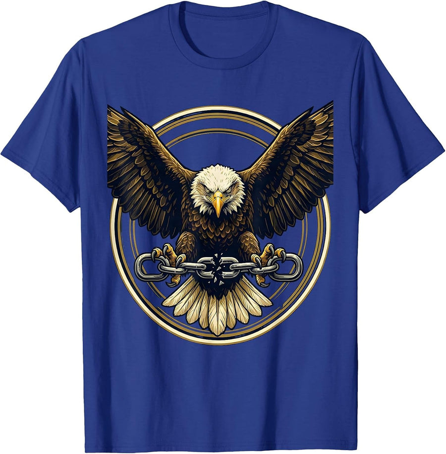 Freedom Eagle Broken Shackle Graphic Tee T-Shirt - Royal Blue