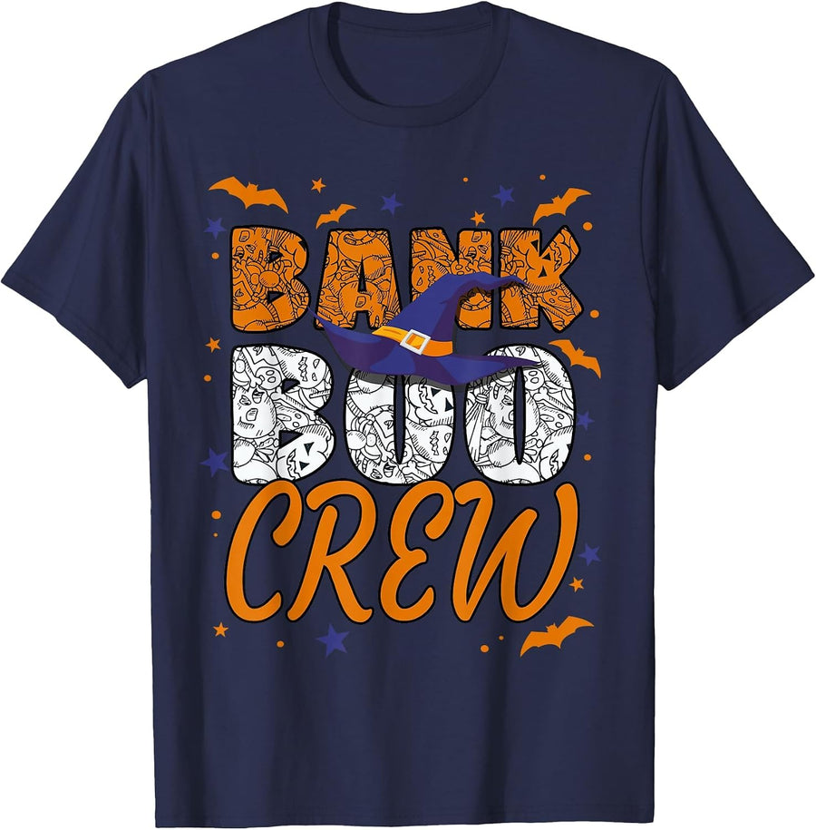 Bank Boo Crew Halloween Banker Bank Teller Matching T-Shirt - Navy Blue