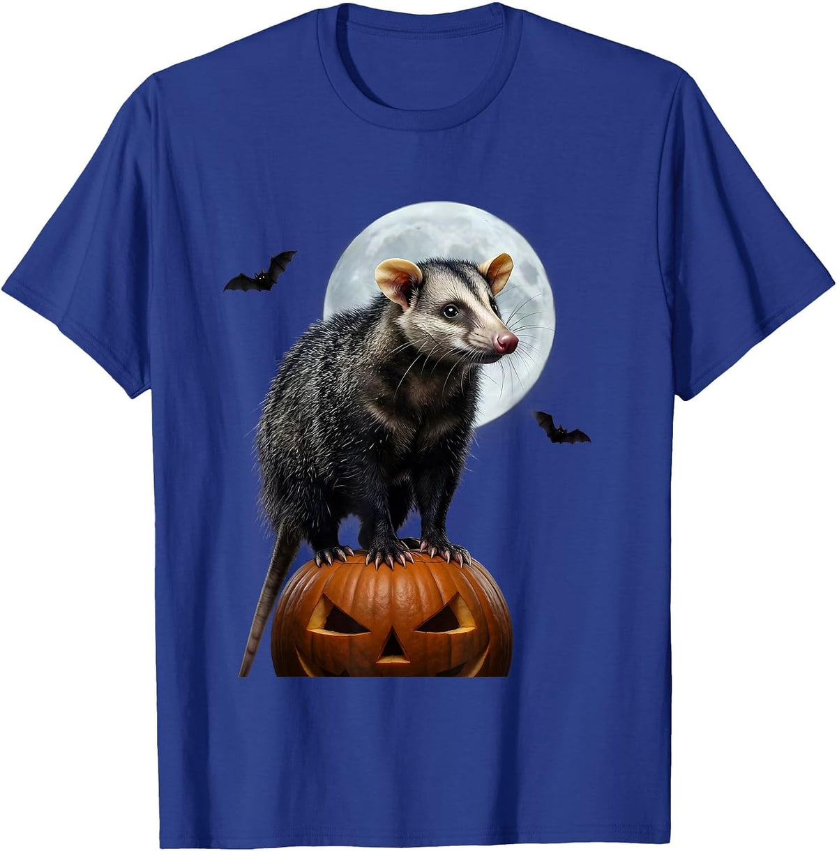 Men's Opossum Moon Halloween Spooky Moon Novelty T-Shirt - Royal Blue