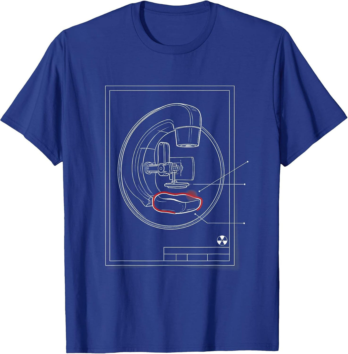 Radiology Tech Mammography Unit Blueprint Design T-Shirt - Royal Blue