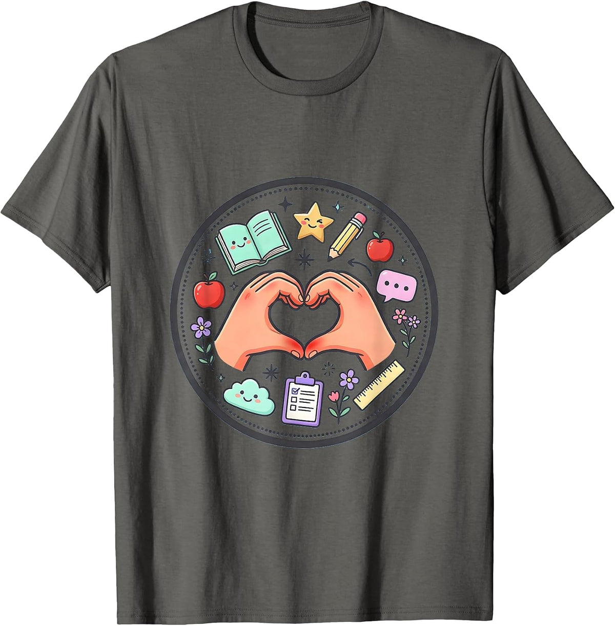 Special Education Teacher Sign Language Hands Gift T-Shirt - Asphalt Grey