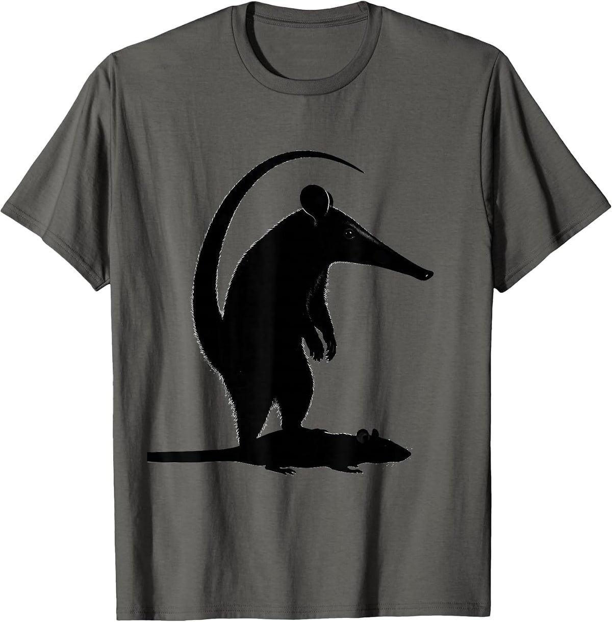 Men's Opossum Silhouette Funny Animal Meme Casual Humor T-Shirt - Asphalt Grey