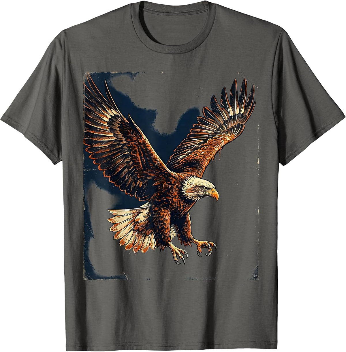 Men's Eagle Diving Wings Spread Wide Illustration T-Shirt - Asphalt Grey