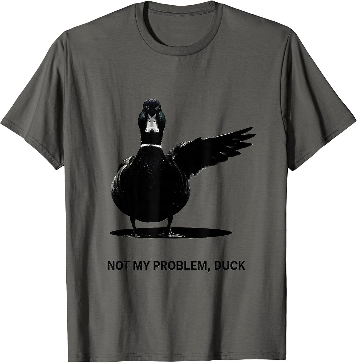 Men's Not My Problem, Duck Funny Sarcastic Duck Lover Novelty Gift T-Shirt - Asphalt Grey