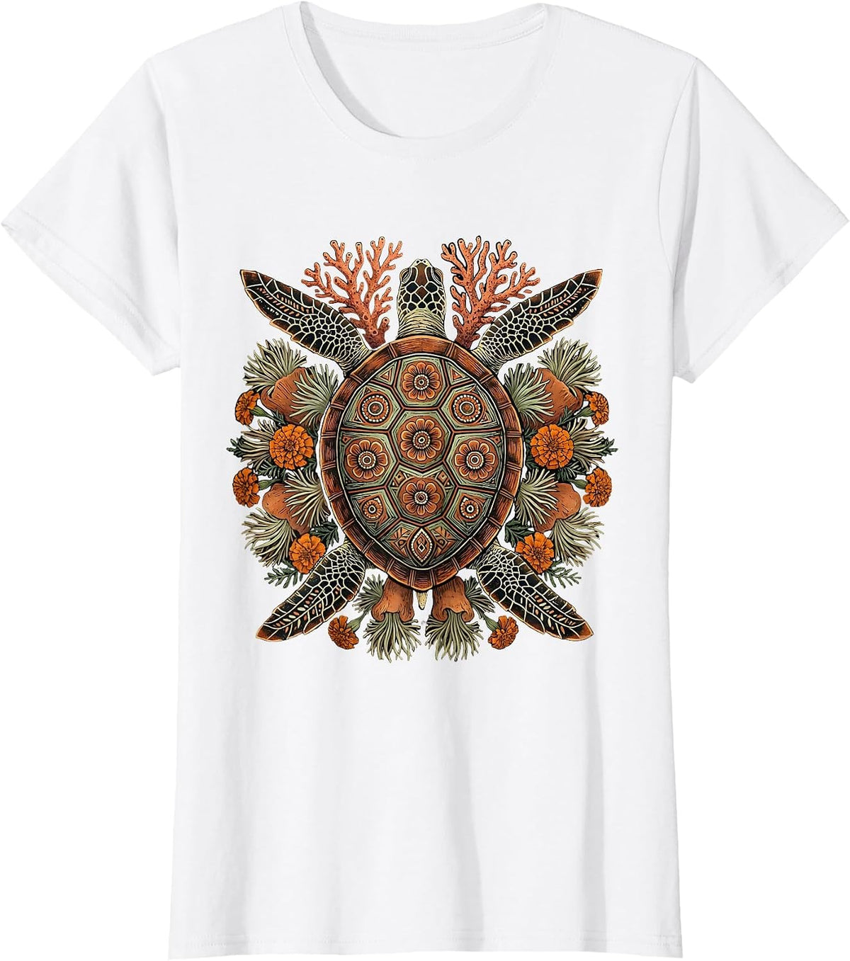 Mexico Sea Turtle Coral Reef Ocean Art T-Shirt - White