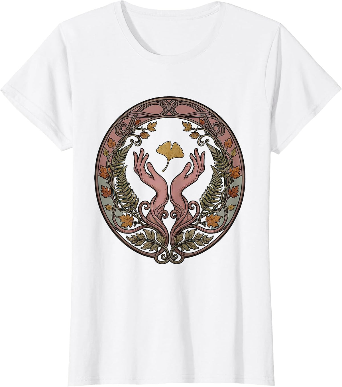Gentle Hands Catching Autumn Leaf Kindness Art T-Shirt - White