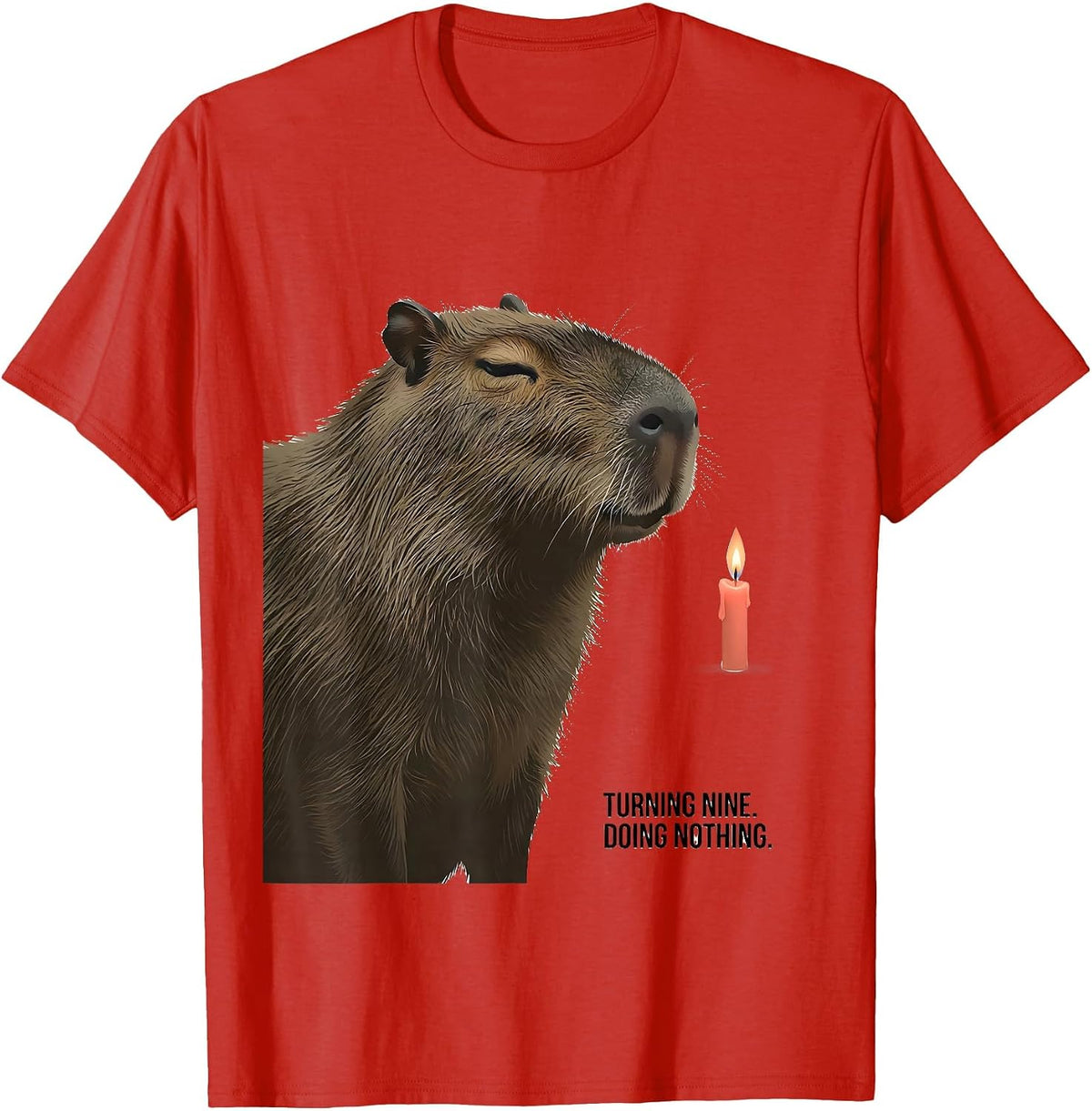 Men's Turning Nine Doing Nothing Kawaii Capybara Birthday Gift T-Shirt - Red