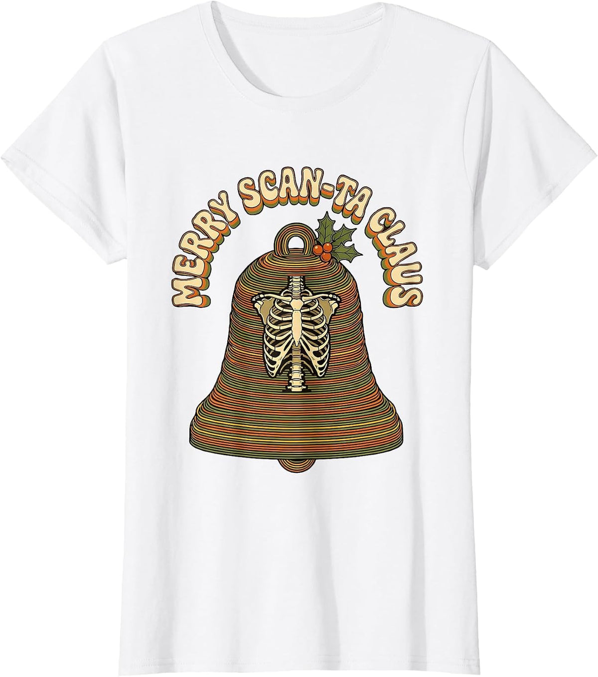Women's Merry Scan-ta Claus Retro 70s Radiology Tech Christmas T-Shirt - White