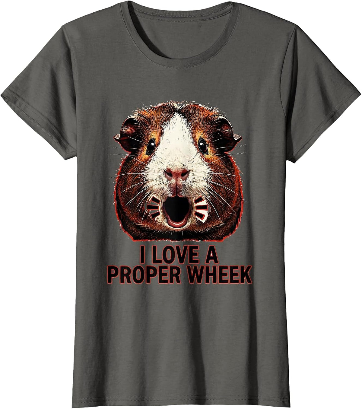 Women's I Love A Proper Wheek Funny Guinea Pig Pet Lover Humor T-Shirt - Asphalt Grey