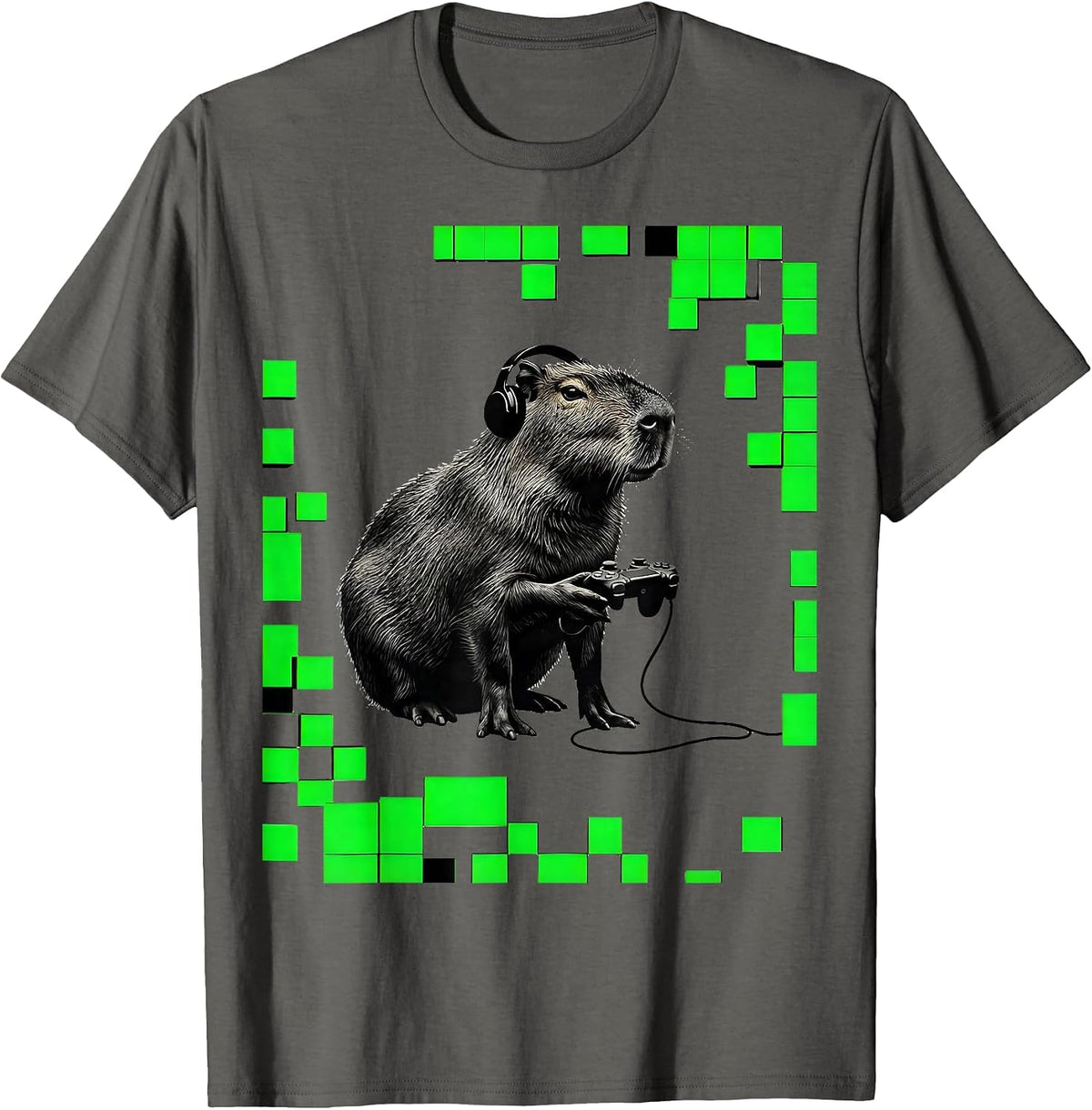 Capybara Gamer Bruh Meme Humor Minimalist T-Shirt - Asphalt Grey