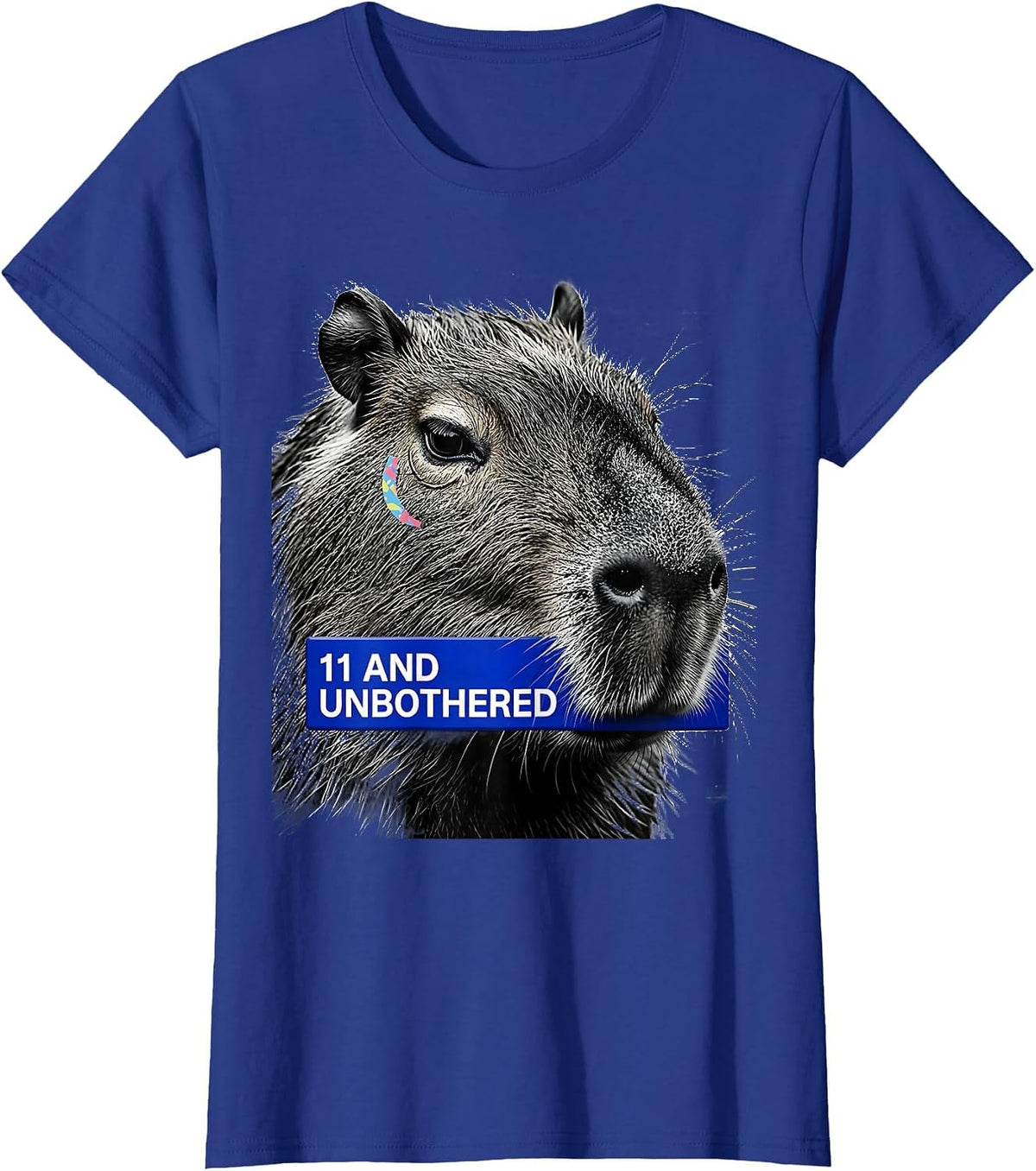 Women's 11 And Unbothered Funny Capybara Meme Birthday Humor T-Shirt - Royal Blue
