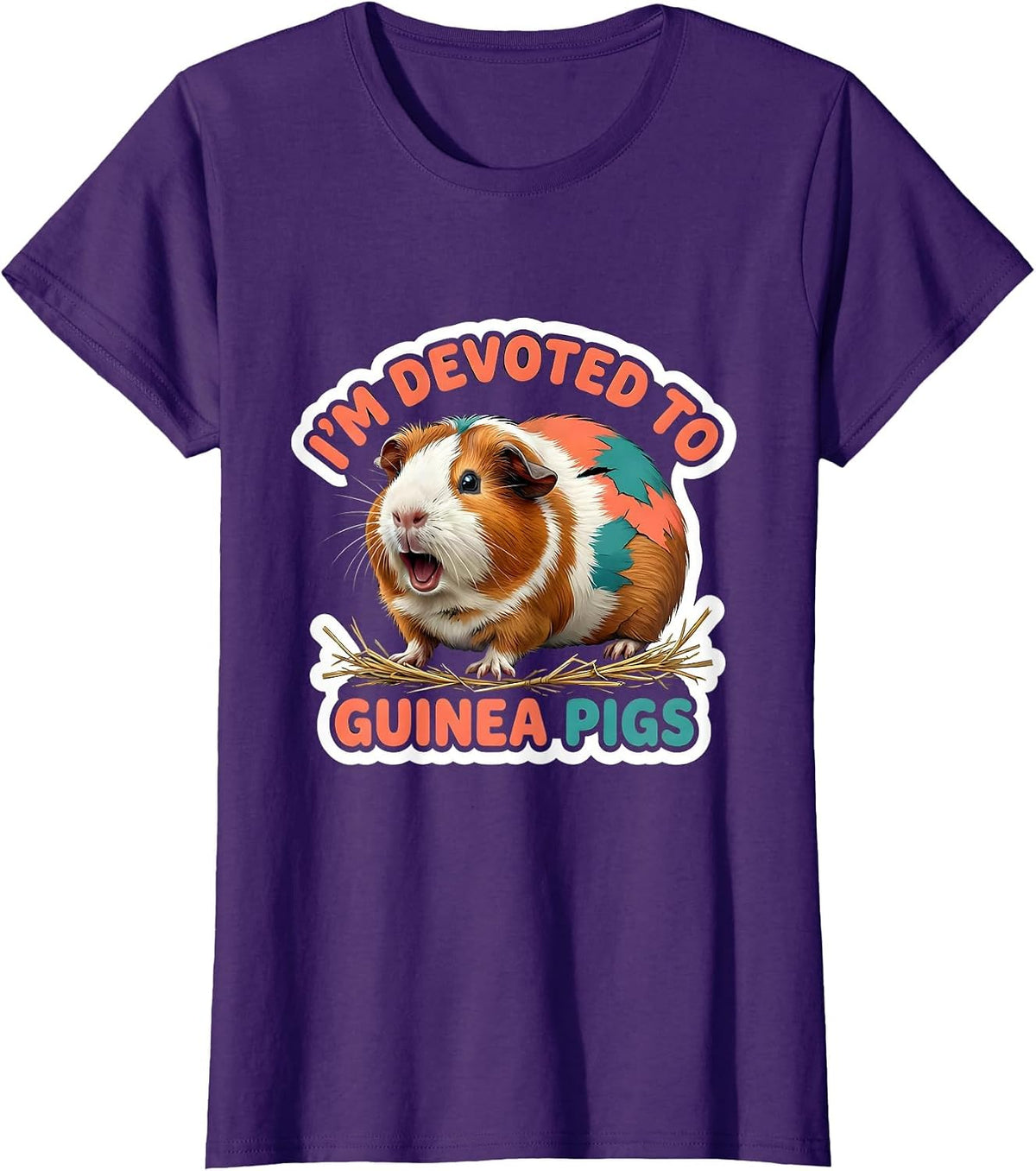 Women's I'm Devoted To Guinea Pigs Cute Guinea Pig Owner Pet Lover T-Shirt - Purple