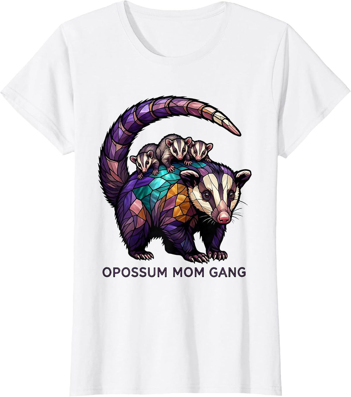 Women's Opossum Mom Gang Wildlife Lover Design T-Shirt - White
