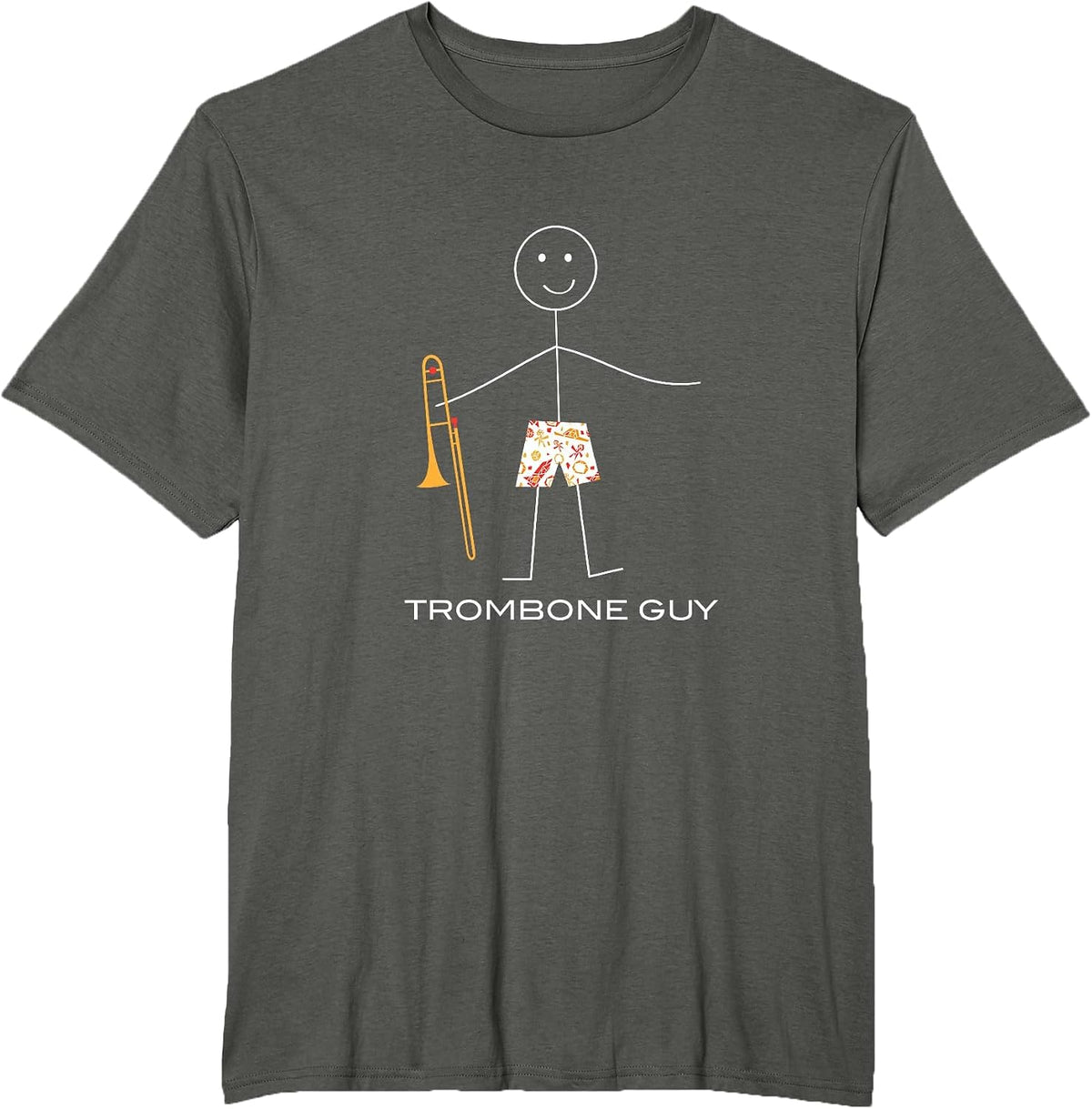 Funny Men Trombone Guy, Boy Trombonist T-Shirt - Asphalt Grey