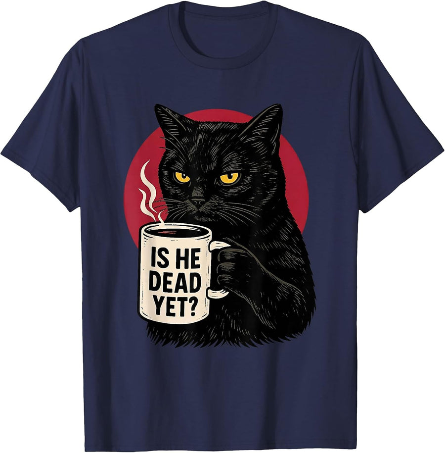 is He Vintage Dead Yet Dark Humor Retro T-Shirt - Navy Blue