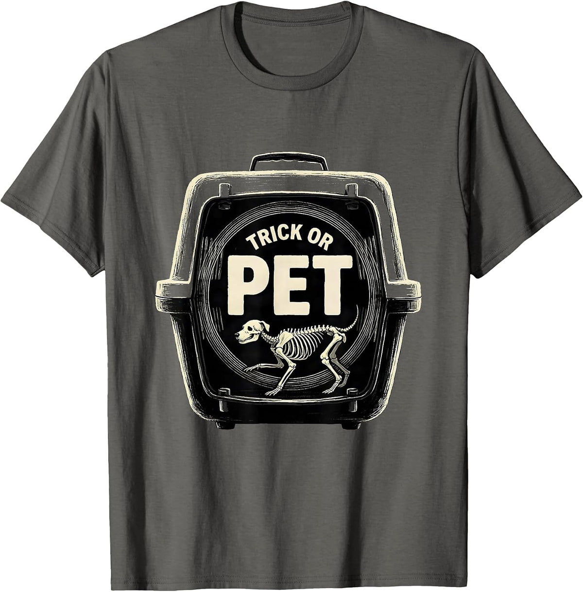Trick Or PET Radiology Tech Halloween X-Ray Tech Humor T-Shirt - Asphalt Grey