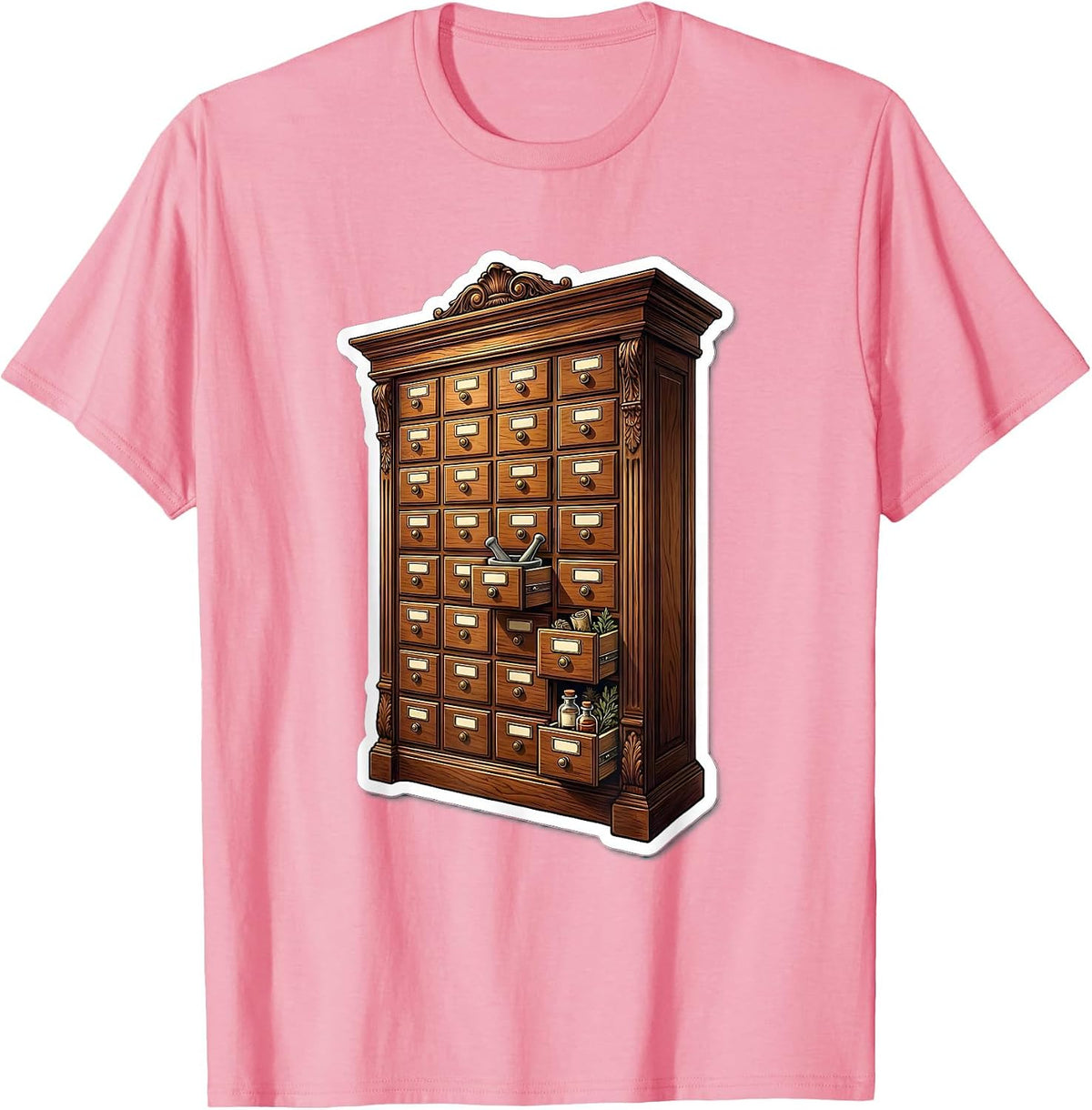Men's Vintage Apothecary Cabinet Pharmacy Technician T-Shirt - Pink
