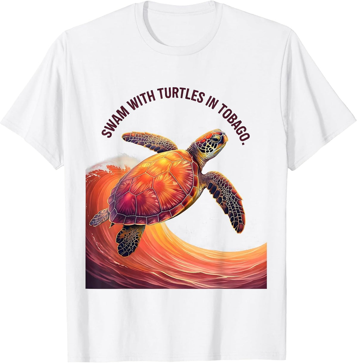 Swam With Turtles In Tobago Gradient Sea Turtle Souvenir T-Shirt - White