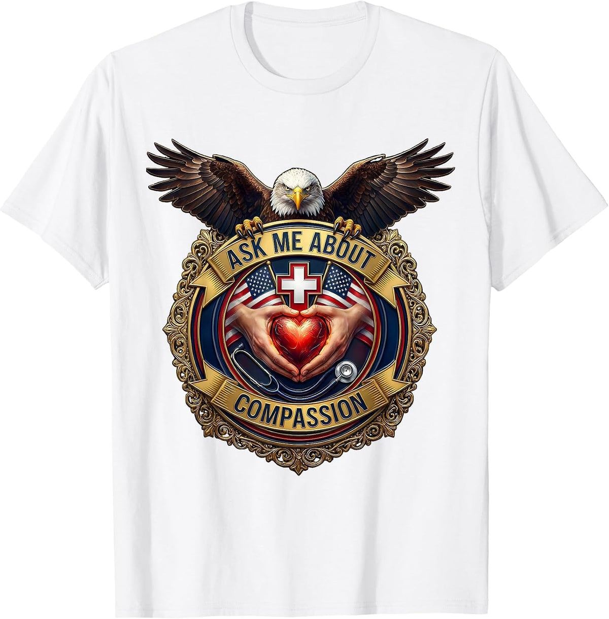 Men's Ask Me About Compassion Inspirational Design T-Shirt - White