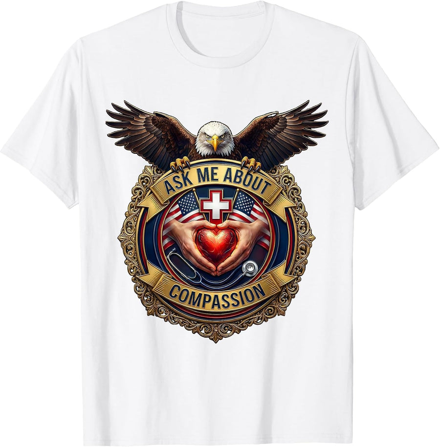 Men's Ask Me About Compassion Inspirational Design T-Shirt - White