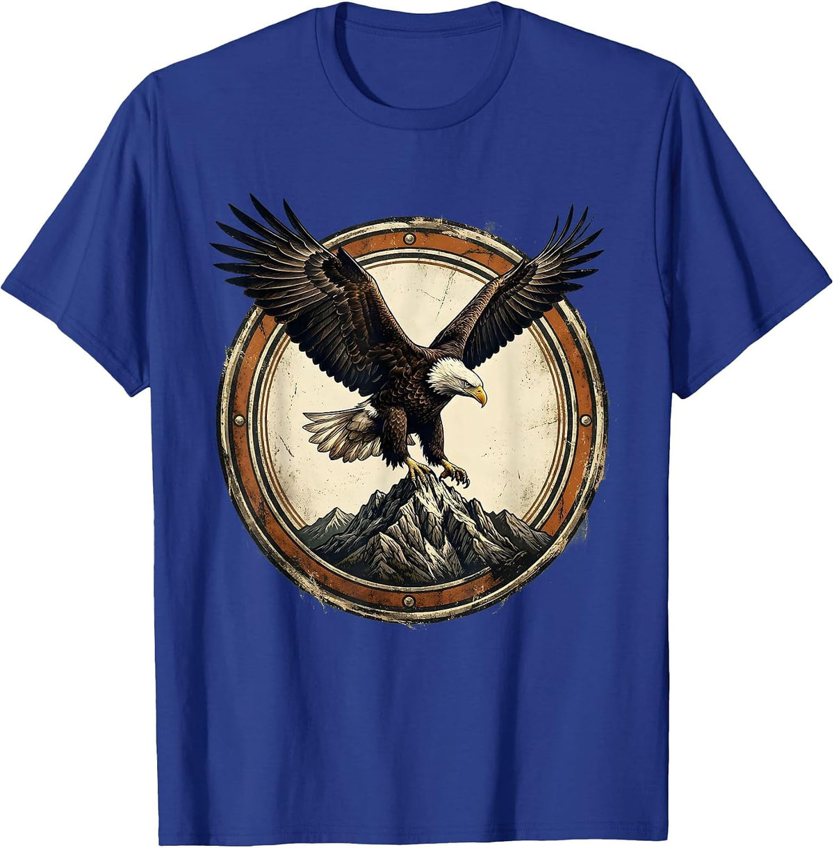 Men's God Is Good Bald Eagle Mountain Summit Design T-Shirt - Royal Blue