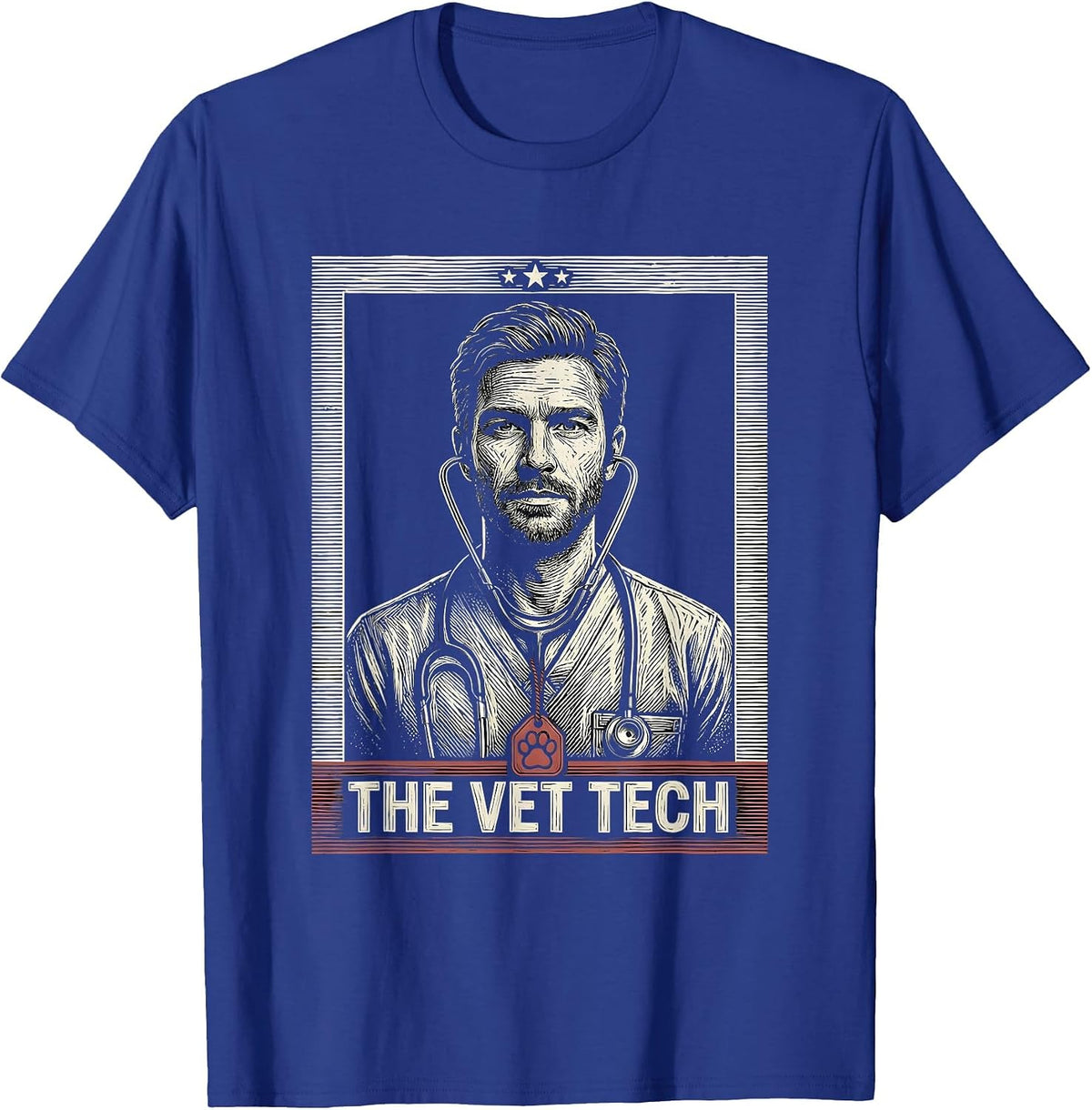 The Vet Tech Tarot Card Skeleton Stethoscope Veterinarian T-Shirt - Royal Blue