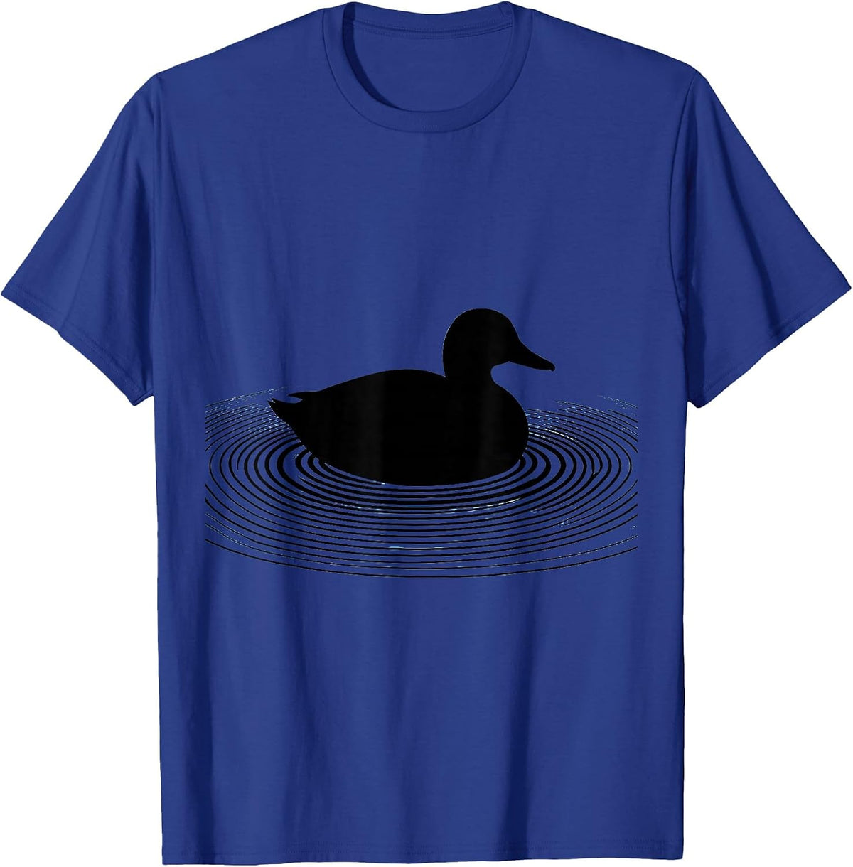 Duck Floating on Calm Pond Ripples Illustration T-Shirt - Royal Blue