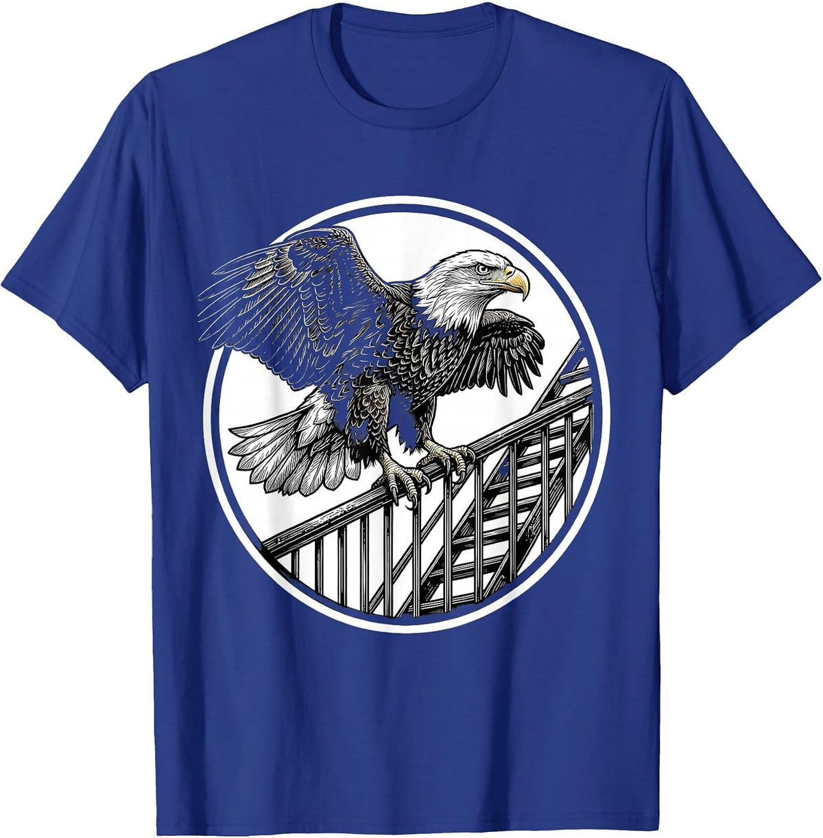 NYC Eagle on Fire Escape Graphic Tee T-Shirt - Royal Blue