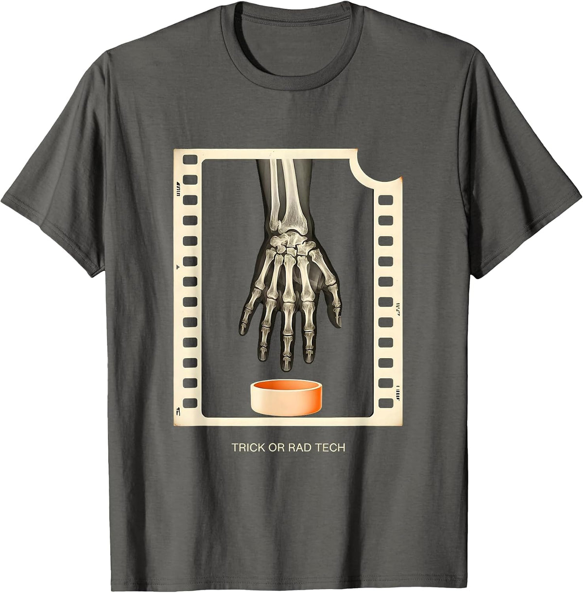 Men's Trick Or Rad Tech Funny Radiology Tech Halloween Humor T-Shirt - Asphalt Grey