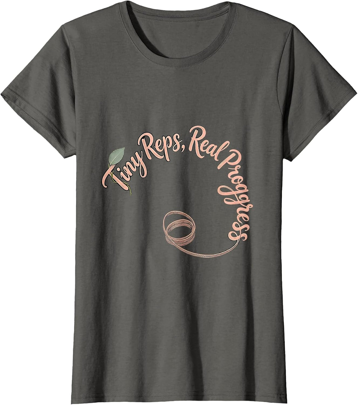 Women's Tiny Reps, Real Progress Boho Typography OT PT Therapist T-Shirt - Asphalt Grey