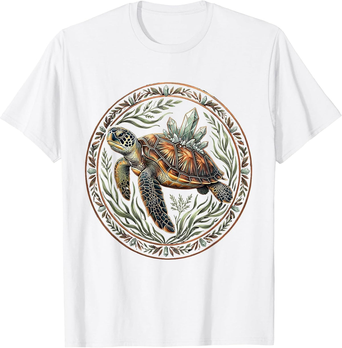 Men's Sea Turtle Swimming Through Salt Crystals T-Shirt - White