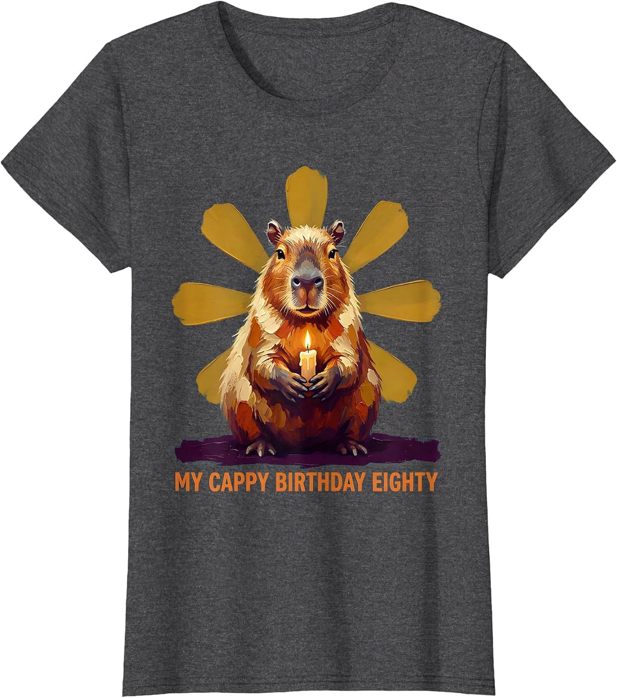 Women's My Cappy Birthday Eighty Kawaii Capybara Birthday Gift T-Shirt - Dark Heather Grey