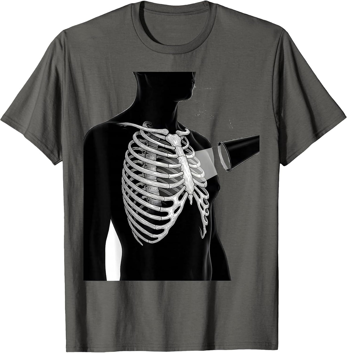 Men's Radiology Tech Profile Chest Ribcage Line Art T-Shirt - Asphalt Grey